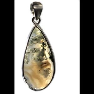 New 925 Sterling Natural Moss Agate Stone Pendant